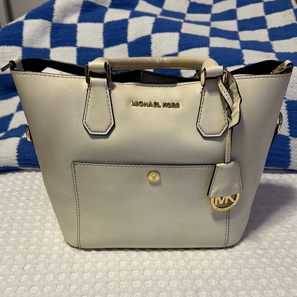 Michael Kors Cream Satchel Structured Leather